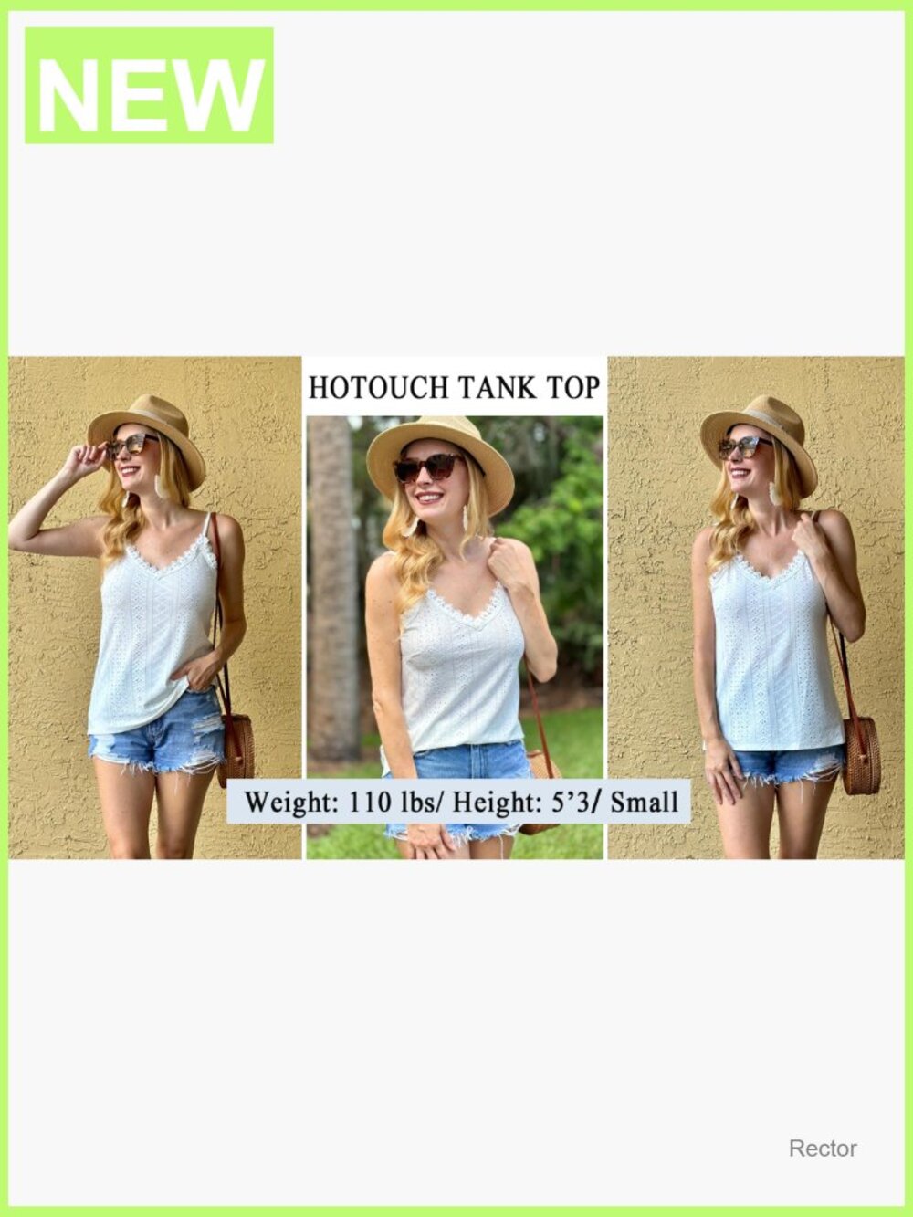 V Neck Spaghetti Strap Tank Top Sleeveless Blouse Loose Fit Eyelet Embroidered - Picture 7 of 7